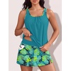 image:imageSummer Mae Blouson Womens Tankini Swimsuits with Skirt Bathing Suits 2026  Side PocketsTummy ControlBuiltin Boyshorts Modest FitRemovable PadsSlimming Coverage for Beach VacationsTropical Green Leaves