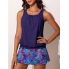 image:imageSummer Mae Blouson Womens Tankini Swimsuits with Skirt Bathing Suits 2026  Side PocketsTummy ControlBuiltin Boyshorts Modest FitRemovable PadsSlimming Coverage for Beach VacationsPurple Leaf