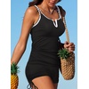 image:imageSummer Mae Tankini Swimsuits for Women 2026 Bathing Suits Top Ruched Two Piece Tummy Control VWire Modest Swim Suits  Modest Bathing Suit Flattering Swim Suit Swimsuit with Adjustable Strap Tankini with Shorts Boy Shorts with Sporty PocketBlack