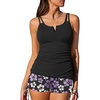 image:imageSummer Mae Tankini Swimsuits for Women 2026 Bathing Suits Top Ruched Two Piece Tummy Control VWire Modest Swim Suits  Modest Bathing Suit Flattering Swim Suit Swimsuit with Adjustable Strap Tankini with Shorts Boy Shorts with Sporty PocketLight Purple Floral Print
