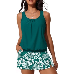 image:imageSummer Mae Blouson Womens Tankini Swimsuits with Skirt Bathing Suits 2026  Side PocketsTummy ControlBuiltin Boyshorts Modest FitRemovable PadsSlimming Coverage for Beach VacationsBlue Flowers