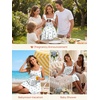 image:imageSummer Mae Smocked Maternity Swim Dress Ruffle ALine with Pockets  One Piece Pregnancy Bathing Suit with Builtin Bottom for Babymoon Beach amp PoolBlue Floral Print