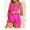 image:imageSummer Mae Smocked Maternity Swim Dress Ruffle ALine with Pockets  One Piece Pregnancy Bathing Suit with Builtin Bottom for Babymoon Beach amp PoolHot Pink