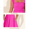 image:imageSummer Mae Smocked Maternity Swim Dress Ruffle ALine with Pockets  One Piece Pregnancy Bathing Suit with Builtin Bottom for Babymoon Beach amp PoolHot Pink