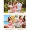 image:imageSummer Mae Smocked Maternity Swim Dress Ruffle ALine with Pockets  One Piece Pregnancy Bathing Suit with Builtin Bottom for Babymoon Beach amp PoolLight Pink