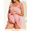image:imageSummer Mae Smocked Maternity Swim Dress Ruffle ALine with Pockets  One Piece Pregnancy Bathing Suit with Builtin Bottom for Babymoon Beach amp PoolLight Pink