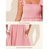 image:imageSummer Mae Smocked Maternity Swim Dress Ruffle ALine with Pockets  One Piece Pregnancy Bathing Suit with Builtin Bottom for Babymoon Beach amp PoolLight Pink