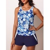 image:imageSummer Mae Womens Tankini Swimsuits Two Piece with Pockets Bathing Suits  Modest FitSide PocketsTummy ControlBuiltin BriefRemovable PadsSoft Coverage for Beach VacationsBlue White Grasses