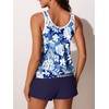 image:imageSummer Mae Womens Tankini Swimsuits Two Piece with Pockets Bathing Suits  Modest FitSide PocketsTummy ControlBuiltin BriefRemovable PadsSoft Coverage for Beach VacationsBlue White Grasses