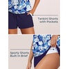 image:imageSummer Mae Womens Tankini Swimsuits Two Piece with Pockets Bathing Suits  Modest FitSide PocketsTummy ControlBuiltin BriefRemovable PadsSoft Coverage for Beach VacationsBlue White Grasses
