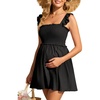 image:imageSummer Mae Smocked Maternity Swim Dress Ruffle ALine with Pockets  One Piece Pregnancy Bathing Suit with Builtin Bottom for Babymoon Beach amp PoolBlack