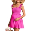 image:imageSummer Mae Smocked Maternity Swim Dress Ruffle ALine with Pockets  One Piece Pregnancy Bathing Suit with Builtin Bottom for Babymoon Beach amp PoolHot Pink