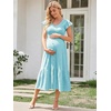 image:imageSummer Mae Smocked Maternity Dress Baby Shower Summer Ruffle Sleeve DressesBaby Blue