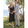 image:imageSummer Mae Smocked Maternity Dress Baby Shower Summer Ruffle Sleeve DressesBlack