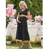 image:imageSummer Mae Smocked Maternity Dress Baby Shower Summer Ruffle Sleeve DressesBlack
