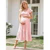 image:imageSummer Mae Smocked Maternity Dress Baby Shower Summer Ruffle Sleeve DressesLight Pink