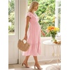 image:imageSummer Mae Smocked Maternity Dress Baby Shower Summer Ruffle Sleeve DressesLight Pink
