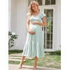 image:imageSummer Mae Smocked Maternity Dress Baby Shower Summer Ruffle Sleeve DressesTeal