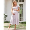 image:imageSummer Mae Smocked Maternity Dress Baby Shower Summer Ruffle Sleeve DressesViolet