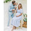 image:imageSummer Mae Smocked Maternity Dress Pregnancy Baby Shower Summer OutfitLight Blue Gingham