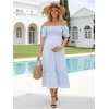 image:imageSummer Mae Smocked Maternity Dress Pregnancy Baby Shower Summer OutfitLight Blue Gingham