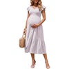 image:imageSummer Mae Smocked Maternity Dress Baby Shower Summer Ruffle Sleeve DressesViolet