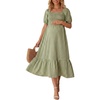 image:imageSummer Mae Smocked Maternity Dress Pregnancy Baby Shower Summer OutfitGreen Gingham
