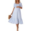 image:imageSummer Mae Smocked Maternity Dress Pregnancy Baby Shower Summer OutfitLight Blue Gingham