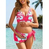 image:imageSummer Mae Maternity 3 Piece Swimsuits Low Rise Bikini Tie Sarong SwimwearBlue Pink