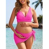 image:imageSummer Mae Maternity 3 Piece Swimsuits Low Rise Bikini Tie Sarong SwimwearHot Pink