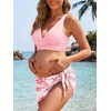 image:imageSummer Mae Maternity 3 Piece Swimsuits Low Rise Bikini Tie Sarong SwimwearPink White Gardenia