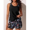 image:imageSummer Mae Blouson Womens Tankini Swimsuits Tummy Control Bathing SuitsBlack Paisley