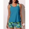 image:imageSummer Mae Blouson Womens Tankini Swimsuits Tummy Control Bathing SuitsTropical Green Leaves