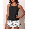 image:imageSummer Mae Blouson Womens Tankini Swimsuits with Skirt Bathing Suits 2026Black Palm Tree