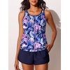 image:imageSummer Mae Womens Tankini Swimsuits Two Piece with Pockets Bathing SuitsBluepurple Brocade