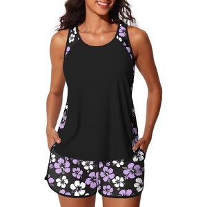 image:imageSummer Mae Blouson Womens Tankini Swimsuits Tummy Control Bathing SuitsLight Purple Floral