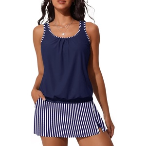 image:imageSummer Mae Blouson Womens Tankini Swimsuits with Skirt Bathing Suits 2026Blue Stripes