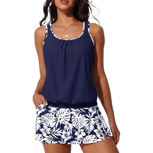 image:imageSummer Mae Blouson Womens Tankini Swimsuits with Skirt Bathing Suits 2026Monstera Leaf Silhouette