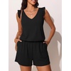 image:imageSummer Mae Ruffled Swim Romper One Piece Women Modest SwimsuitBlack