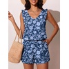 image:imageSummer Mae Ruffled Swim Romper One Piece Women Modest SwimsuitBlue Branches Flowers