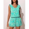 image:imageSummer Mae Ruffled Swim Romper One Piece Women Modest SwimsuitBlue Flower Clusters