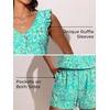 image:imageSummer Mae Ruffled Swim Romper One Piece Women Modest SwimsuitBlue Flower Clusters