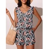 image:imageSummer Mae Ruffled Swim Romper One Piece Women Modest SwimsuitPinkblue Jungle
