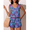 image:imageSummer Mae Ruffled Swim Romper One Piece Women Modest SwimsuitPurple Leaf Shadows