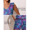 image:imageSummer Mae Ruffled Swim Romper One Piece Women Modest SwimsuitPurple Leaf Shadows