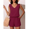 image:imageSummer Mae Ruffled Swim Romper One Piece Women Modest SwimsuitPurplish Red