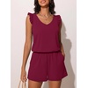 image:imageSummer Mae Ruffled Swim Romper One Piece Women Modest SwimsuitPurplish Red