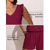 image:imageSummer Mae Ruffled Swim Romper One Piece Women Modest SwimsuitPurplish Red