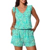 image:imageSummer Mae Ruffled Swim Romper One Piece Women Modest SwimsuitBlue Flower Clusters