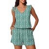 image:imageSummer Mae Ruffled Swim Romper One Piece Women Modest SwimsuitGreen Wave Point